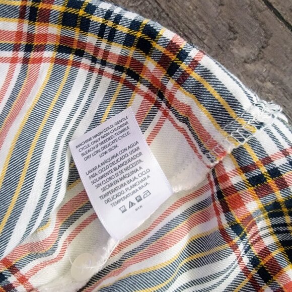 Time and Tru Plaid Ruffle Top Plus Size XXXL 22 Fall Sleeveless White Red Orange - Picture 4 of 4